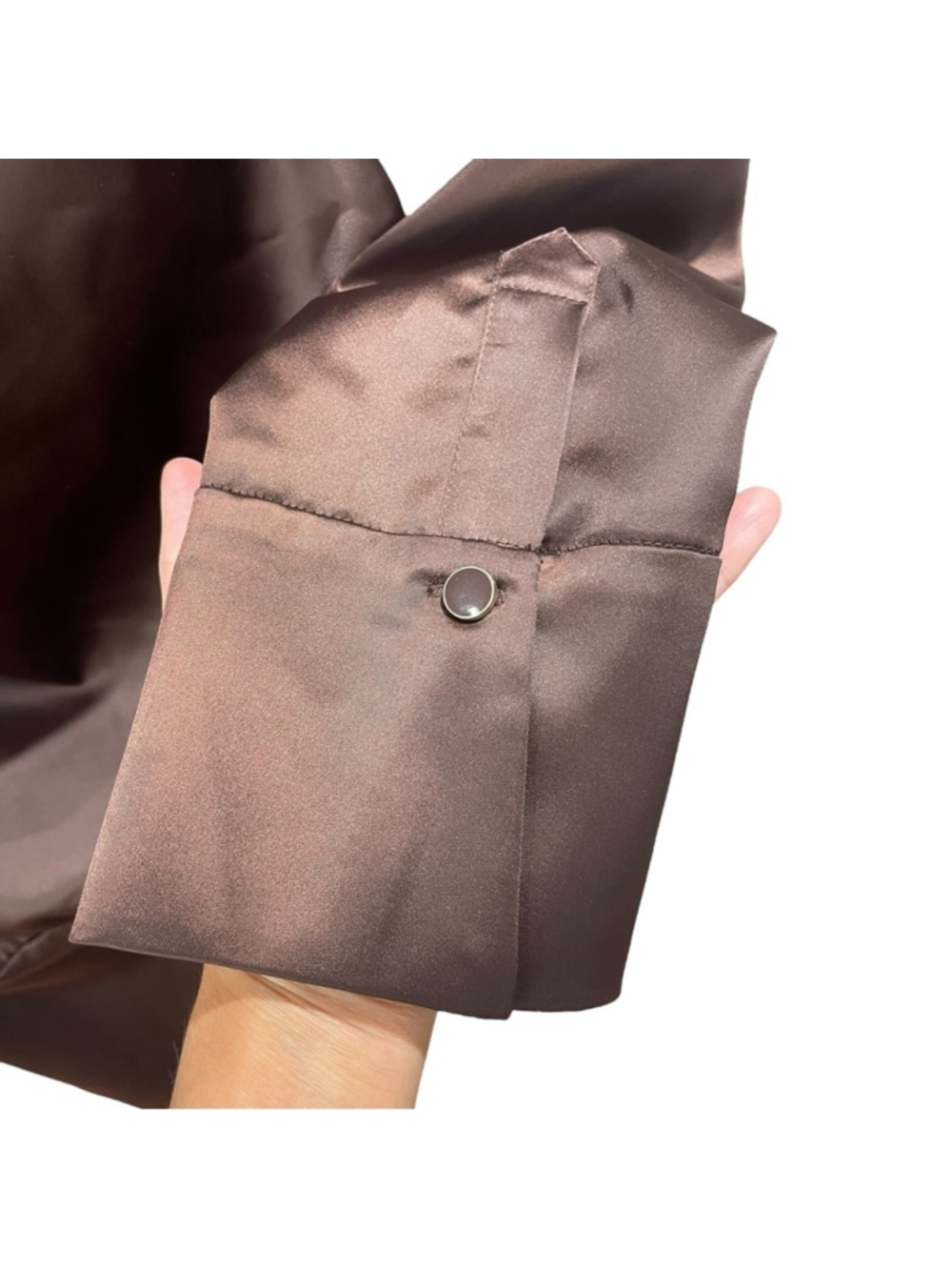 NEW Manière De Voir Dark Chocolate Brown Off Shoulder Satin Dress Size 42/ US 10 - Picture 7 of 11